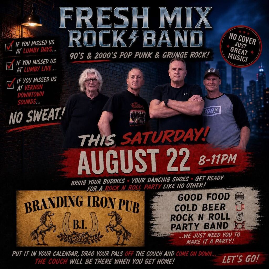 Fresh Mix Rock Band live at the Branding Iron Pub in Armstrong, August 22
